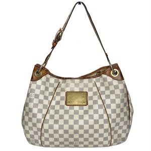 Authentic Louis Vuitton Damier Azur Galliera MM Leather Tote Shoulder Bag